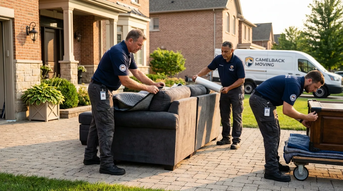 Large estate moving crew wrapping furniture in Kempner, TX